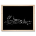 Naples Skyline Night art print mockup in a black frame
