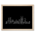 Nashville Skyline Night art print mockup in a black frame