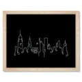 New York Skyline Night art print mockup in a black frame