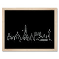 Paris Skyline Night art print mockup in a black frame