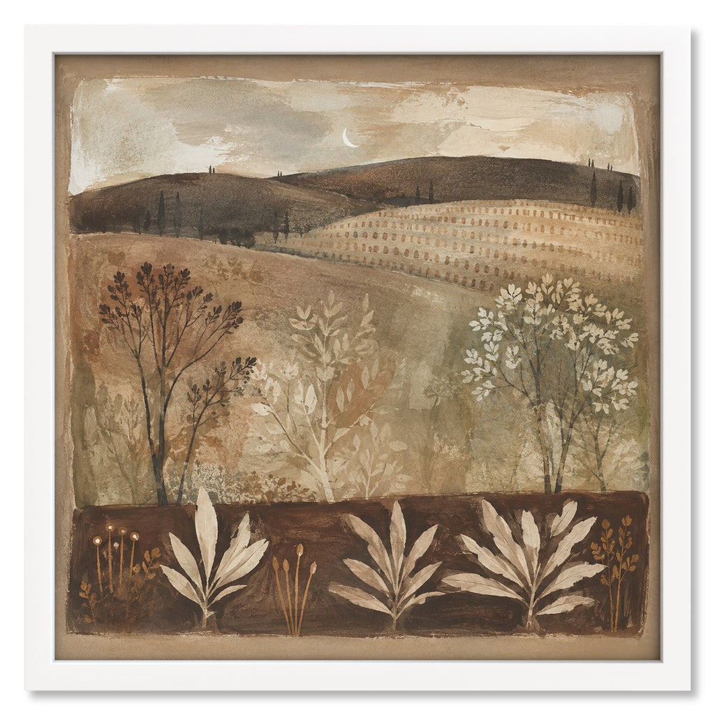 Pastoral Story art print mockup in a white frame