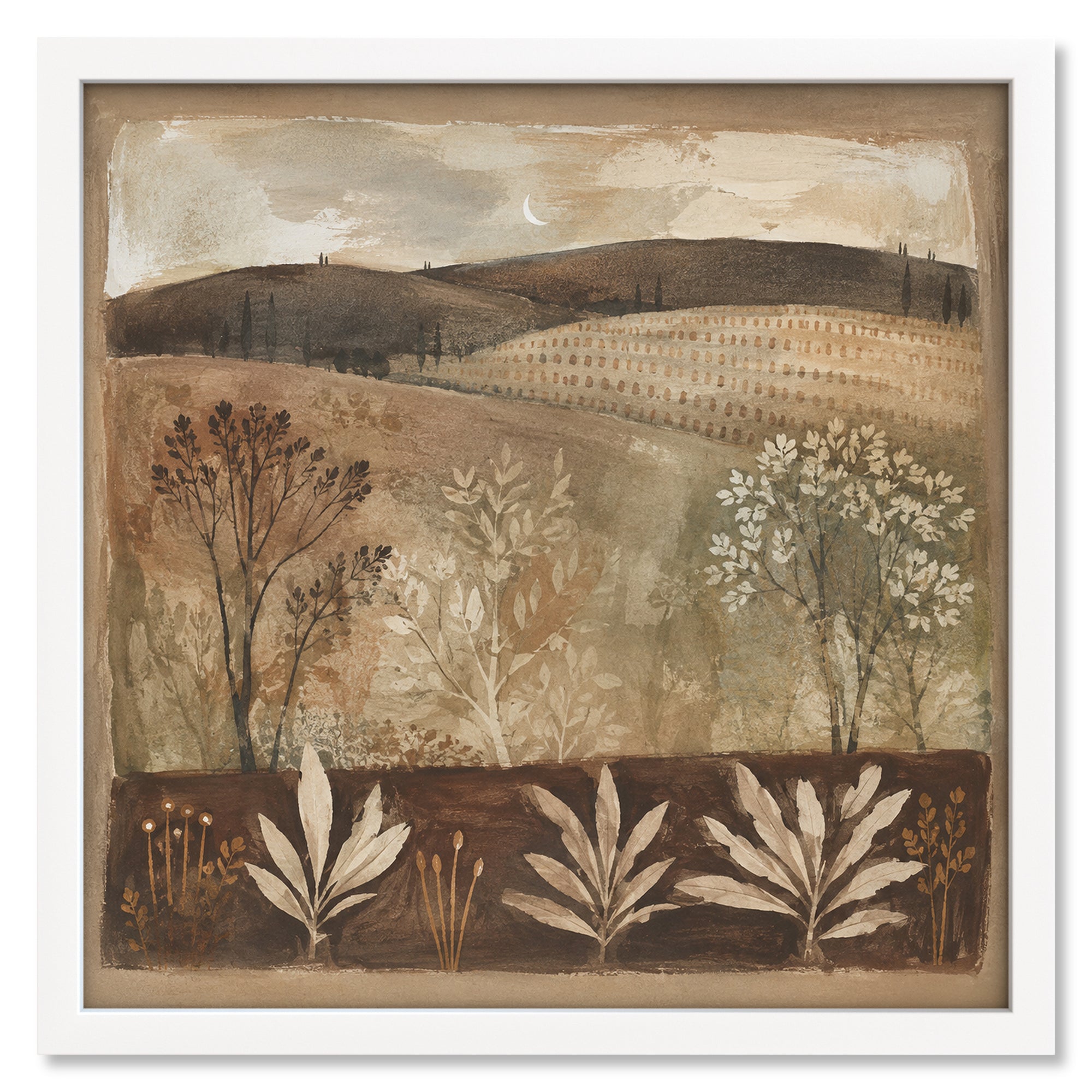 Pastoral Story art print in a white frame