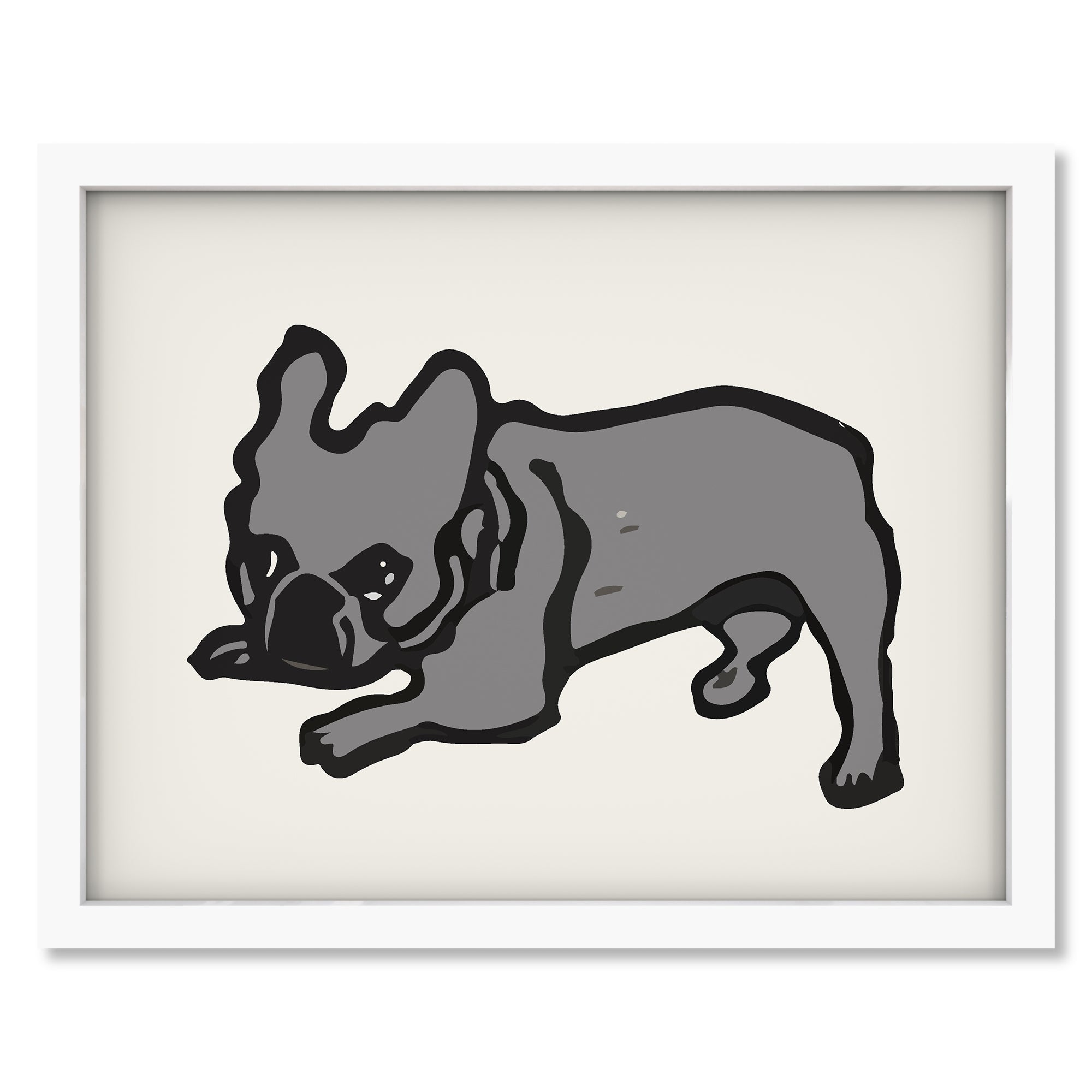 Pickles the Frenchie! art print in a white frame
