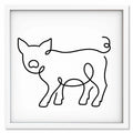 Pig art print mockup in a white frame