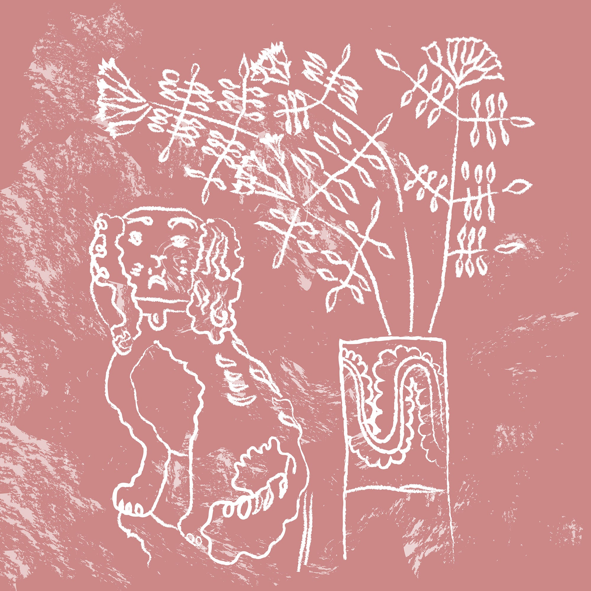 Pink Foo illustration, digital download wall art