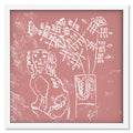Pink Foo art print mockup in a white frame