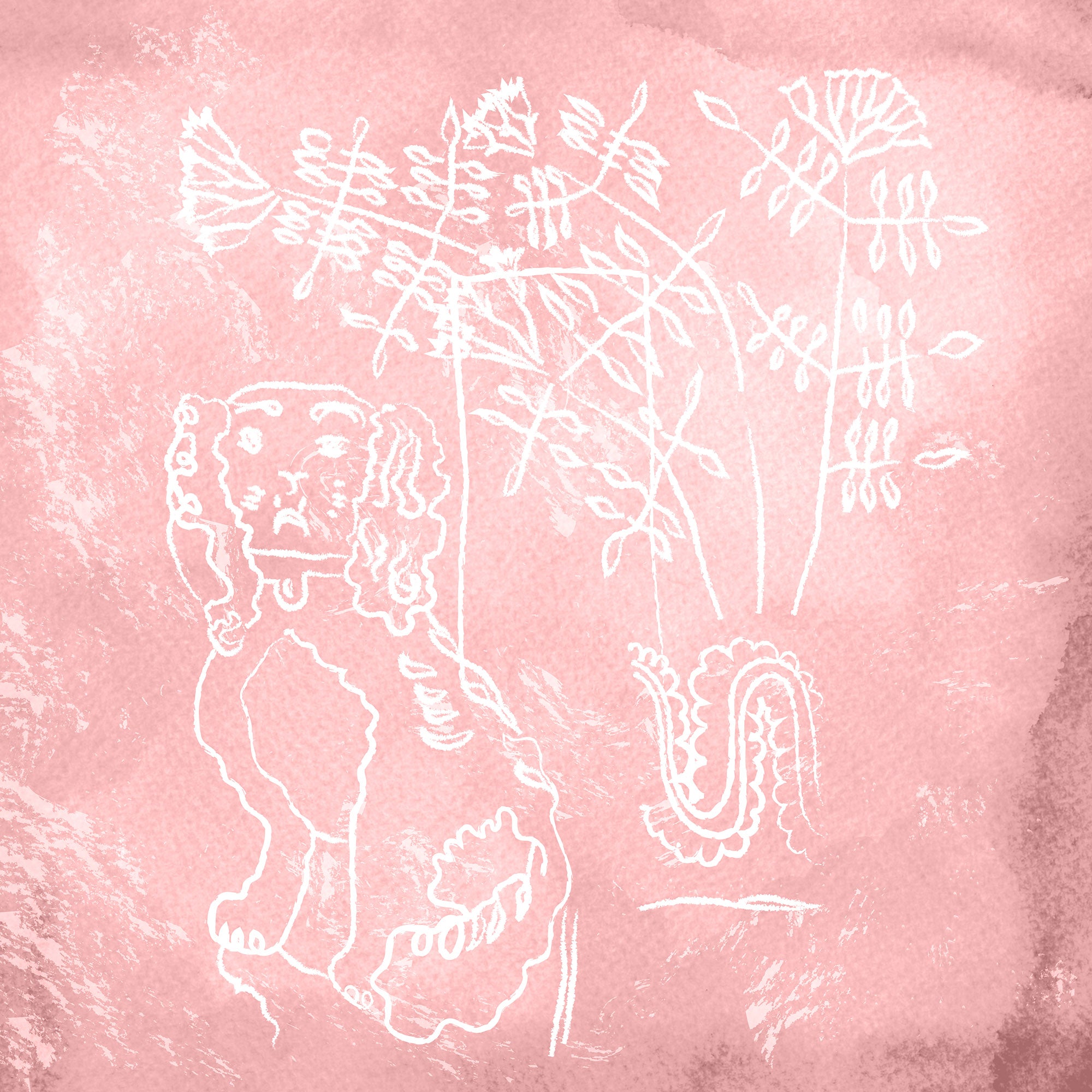 Pink Foo illustration, digital download wall art