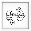 Pisces Line Drawing art print mockup in a white frame