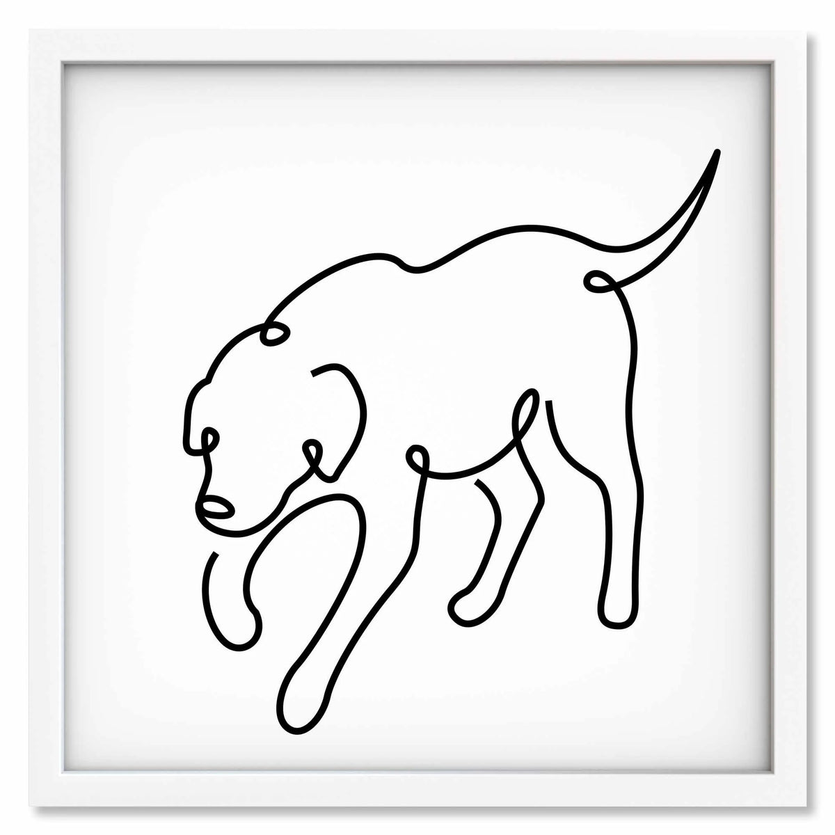 Retriever art print mockup in a white frame