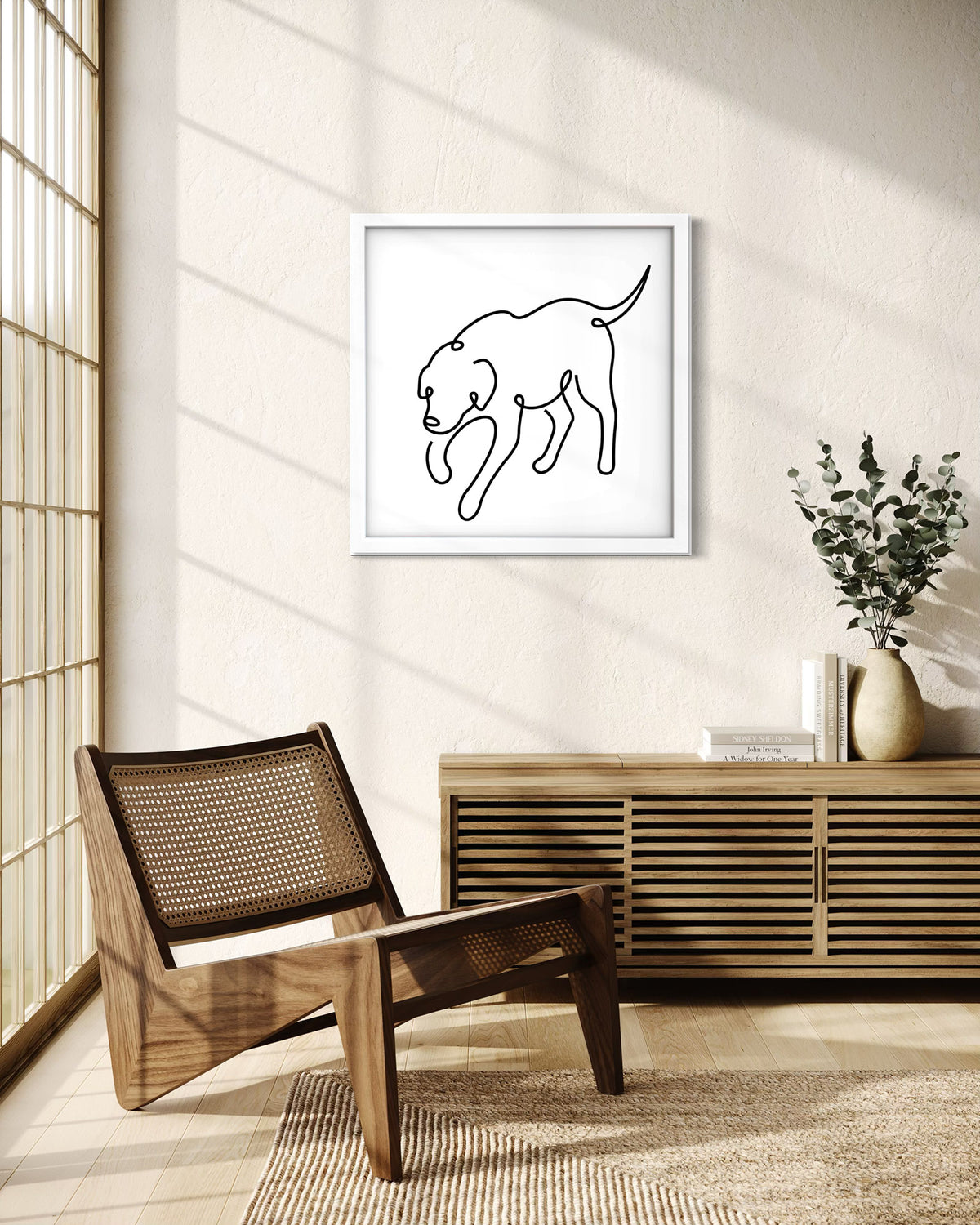 Retriever framed art print displayed in a styled room setting