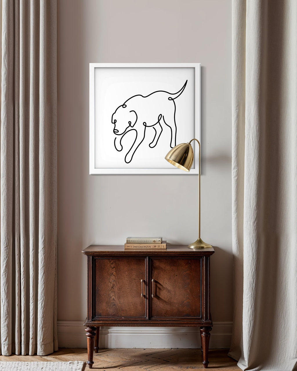 Retriever framed art print displayed in a second styled room setting