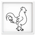 Rooster art print mockup in a white frame