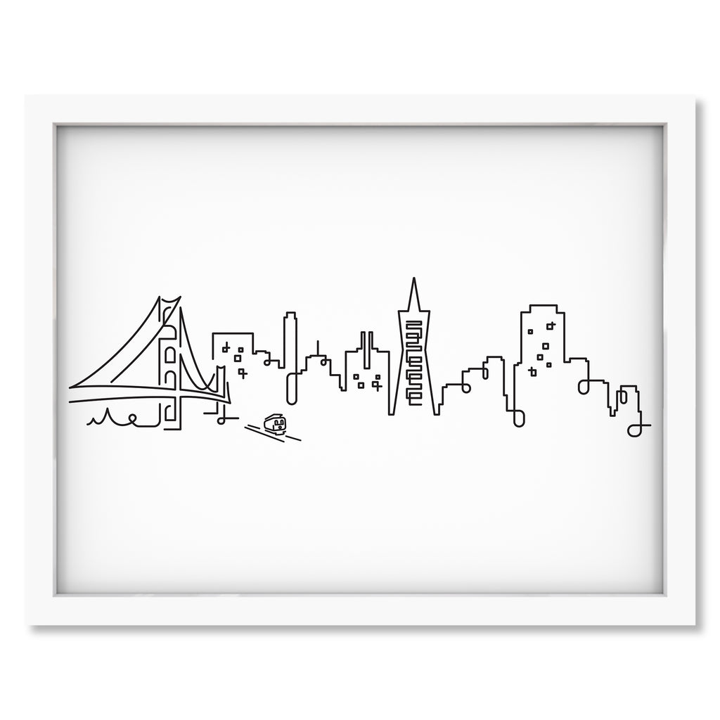 San Francisco Skyline art print mockup in a white frame
