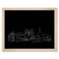 Santa Fe Skyline Night art print mockup in a black frame