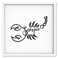 Scorpio Line Drawing art print mockup in a white frame