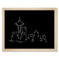 Seattle Skyline Night art print mockup in a black frame