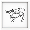 Taurus Line Drawing art print mockup in a white frame