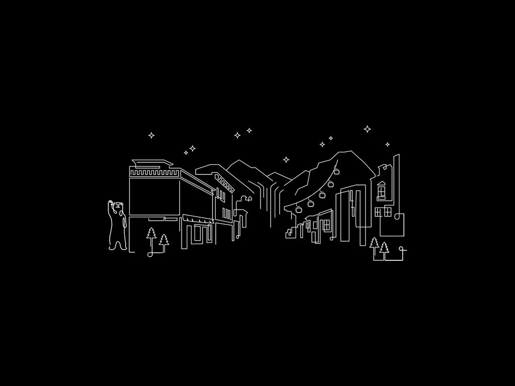 Telluride Skyline Night illustration, digital download wall art