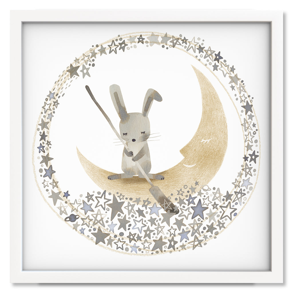 Twinkle Twinkle Little Bunny art print mockup in a white frame