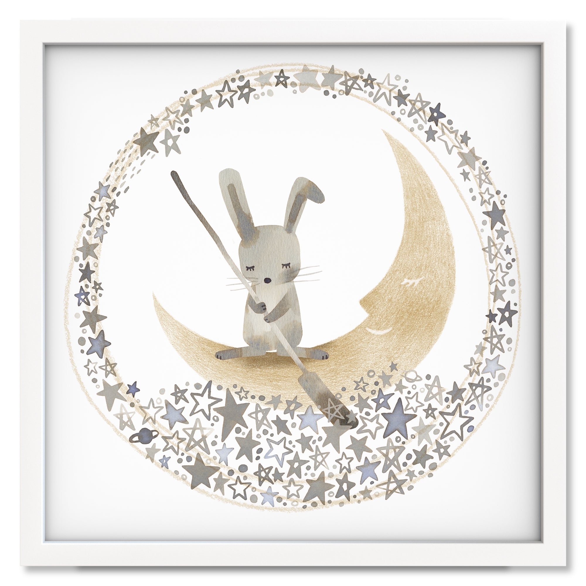 Twinkle Twinkle Little Bunny art print in a white frame