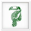 Verdant Bird art print mockup in a white frame