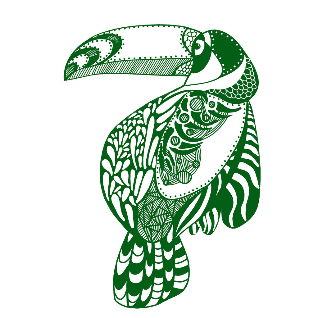 Verdant Bird illustration, digital download wall art