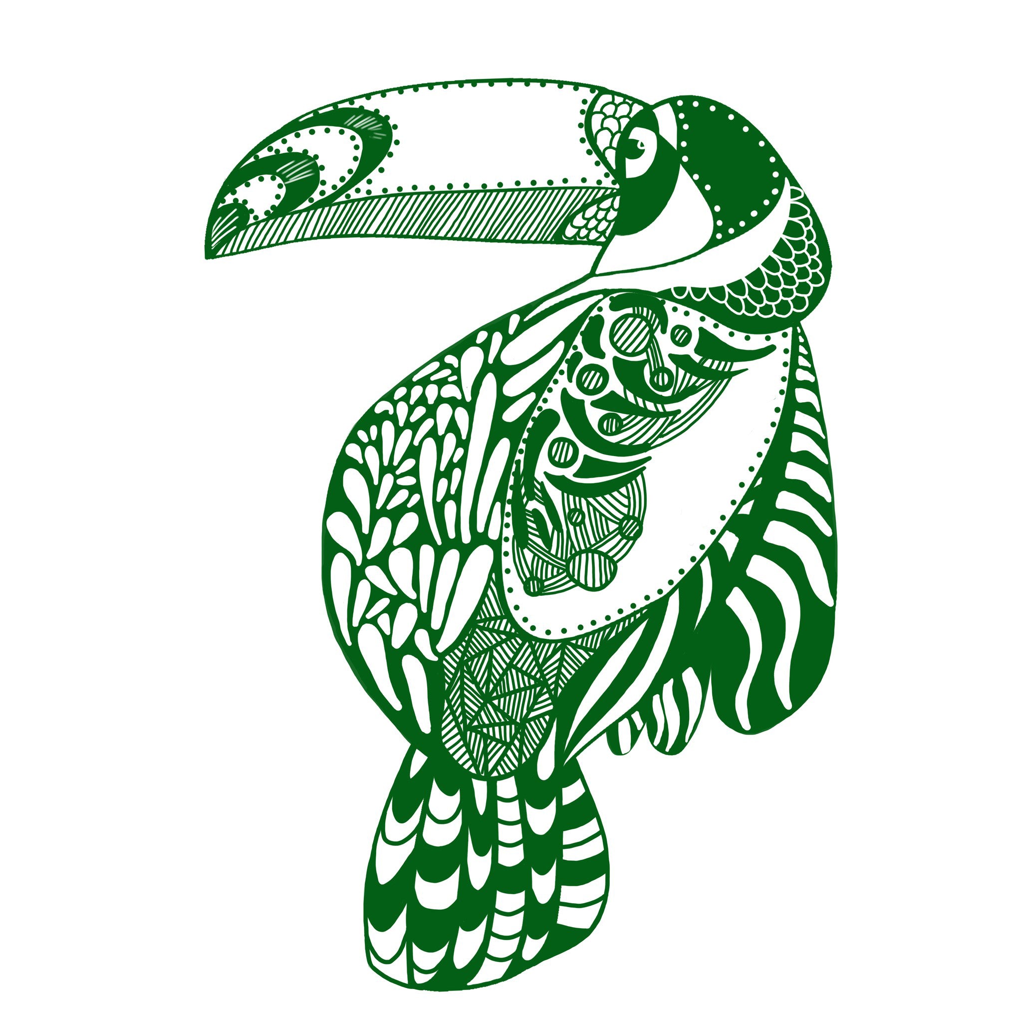 Verdant Bird illustration, digital download wall art