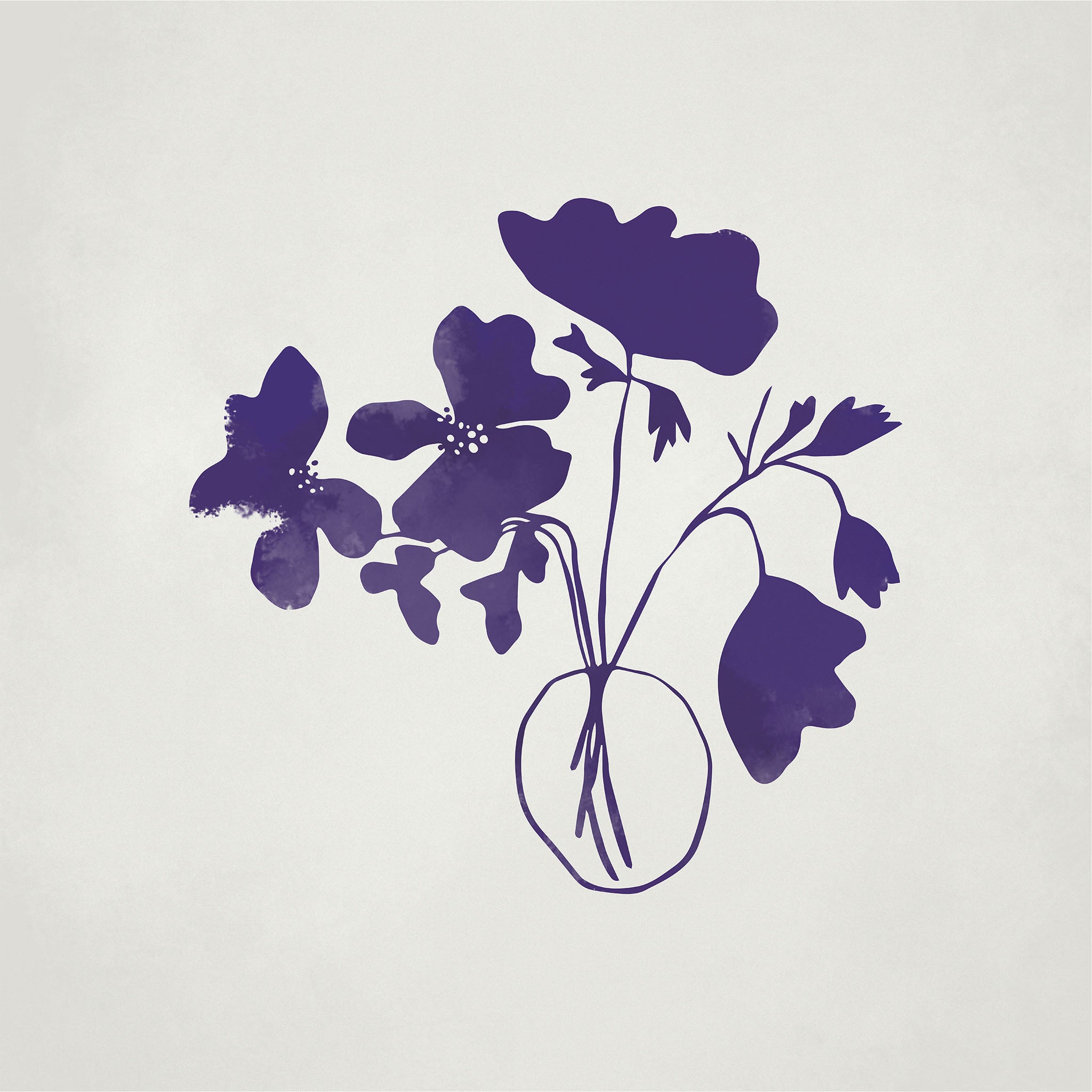 Violet Bouquet illustration, digital download wall art