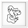 Virgo Line Drawing art print mockup in a white frame