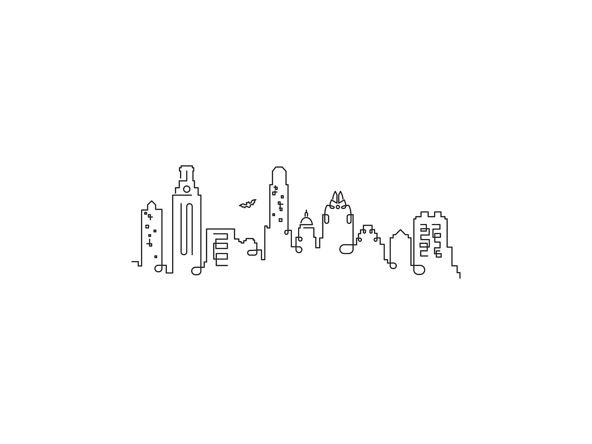 Austin TX 2017 Skyline line art illustration, digital download wall art