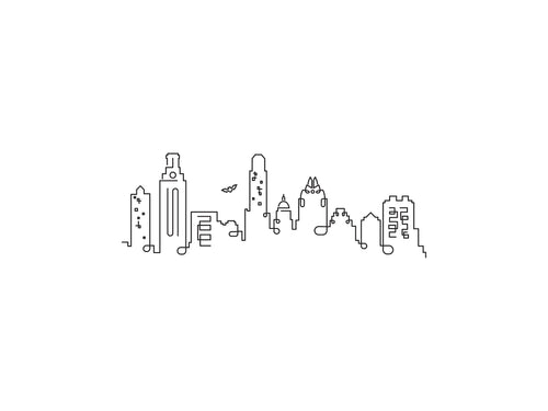 Austin TX 2017 Skyline line art illustration, digital download wall art