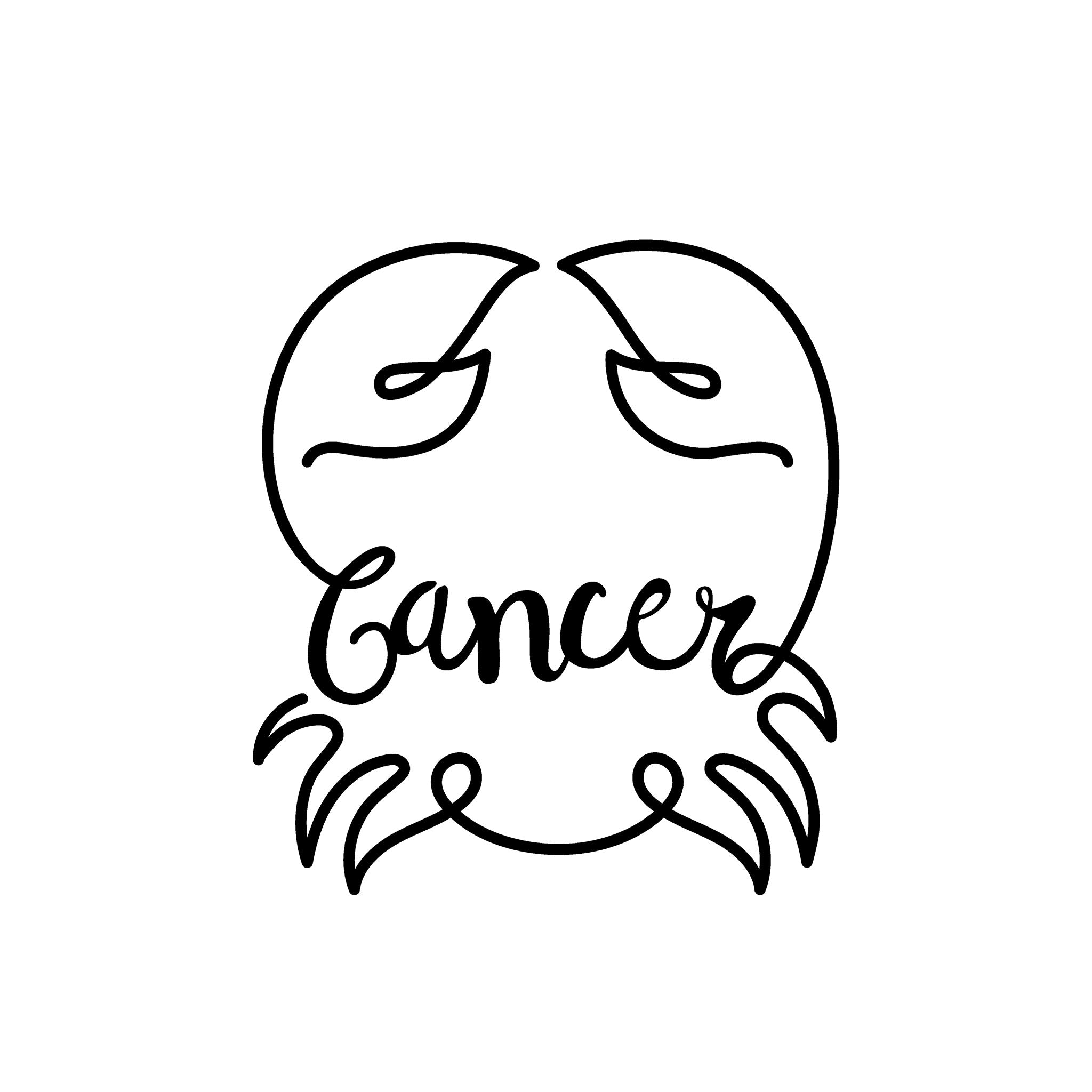 Cancer Line Drawing line art illustration, digital download wall art