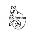 Capricorn Line Drawing line art illustration, digital download wall art