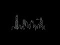 Chicago Skyline Night line art illustration, digital download wall art
