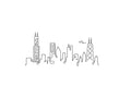 Chicago Skyline line art illustration, digital download wall art