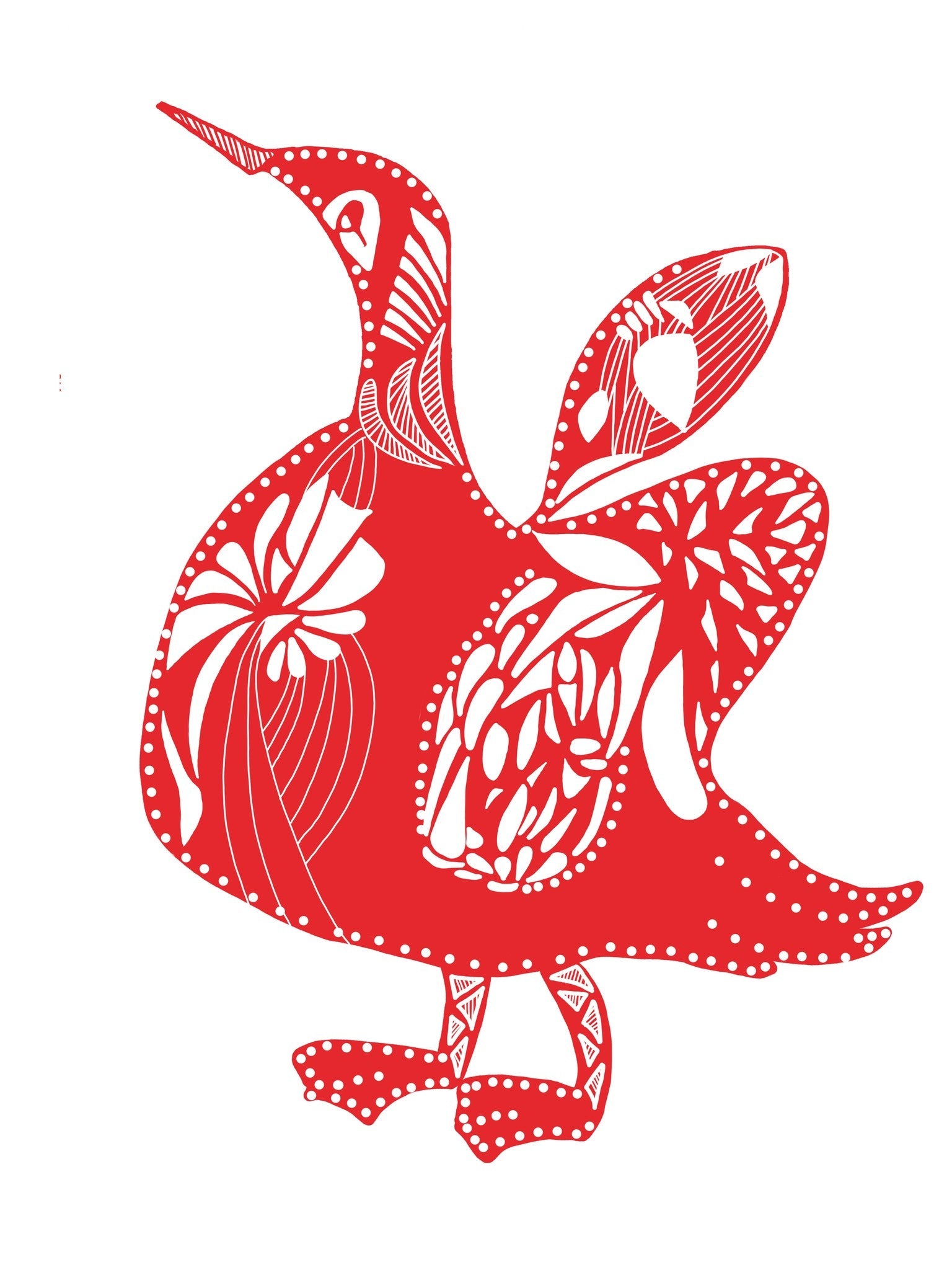 Crimson Bird line art illustration, digital download wall art