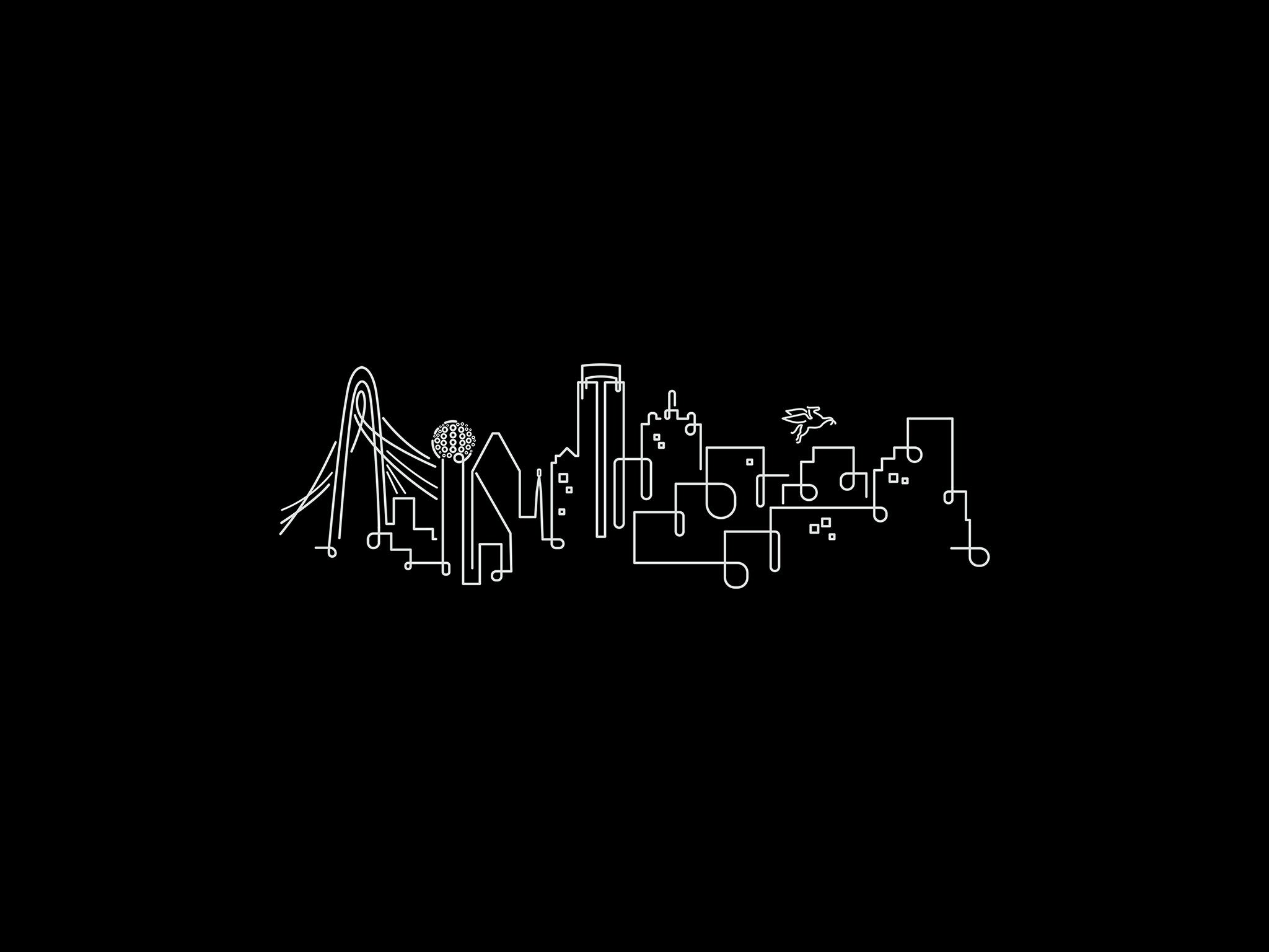 Dallas Skyline Night line art illustration, digital download wall art