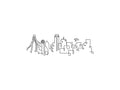 Dallas Skyline line art illustration, digital download wall art