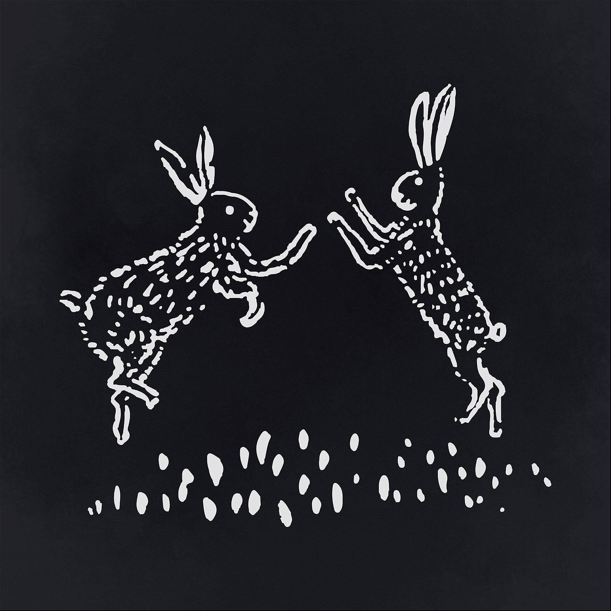 Dueling Bunnies Night illustration, digital download wall art