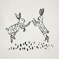 Dueling Bunnies illustration, digital download wall art
