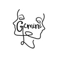 Gemini Line Drawing line art illustration, digital download wall art