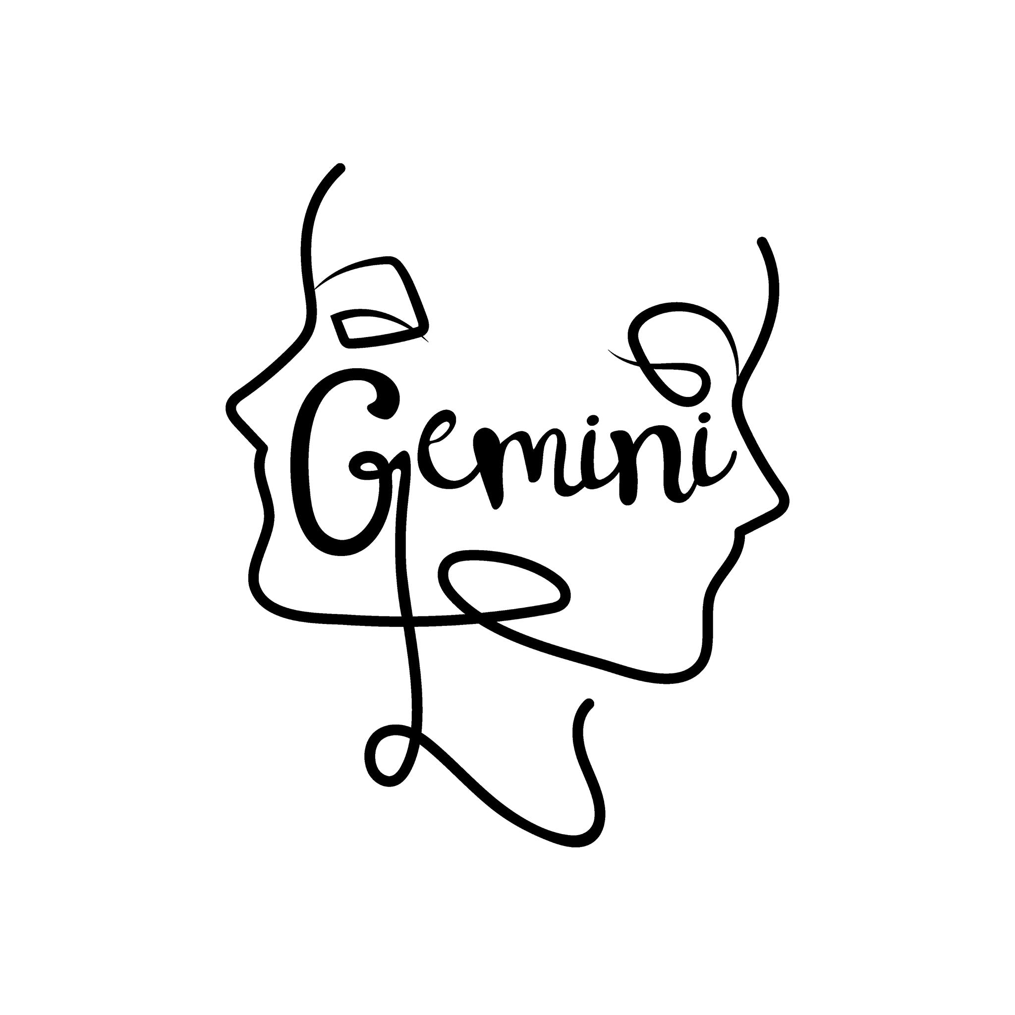 Gemini Line Drawing line art illustration, digital download wall art