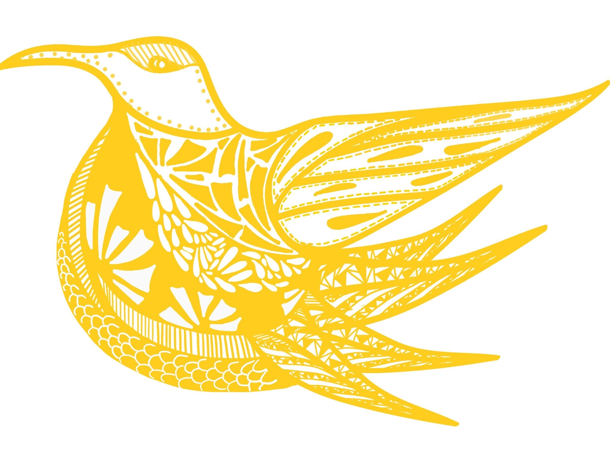 Golden Bird line art illustration, digital download wall art