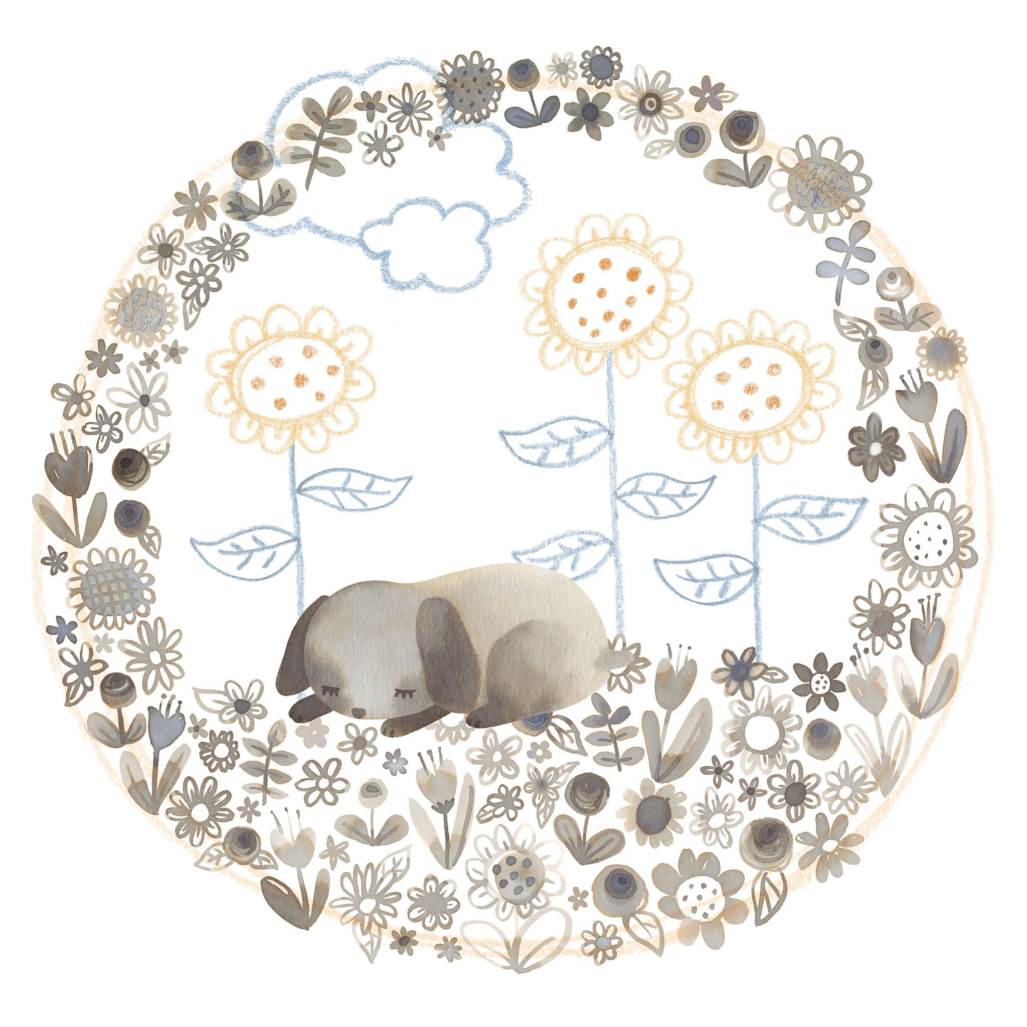 Happiness is a Warm Puppy nursery illustration, digital download wall art