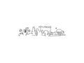 Hollywood Skyline line art illustration, digital download wall art