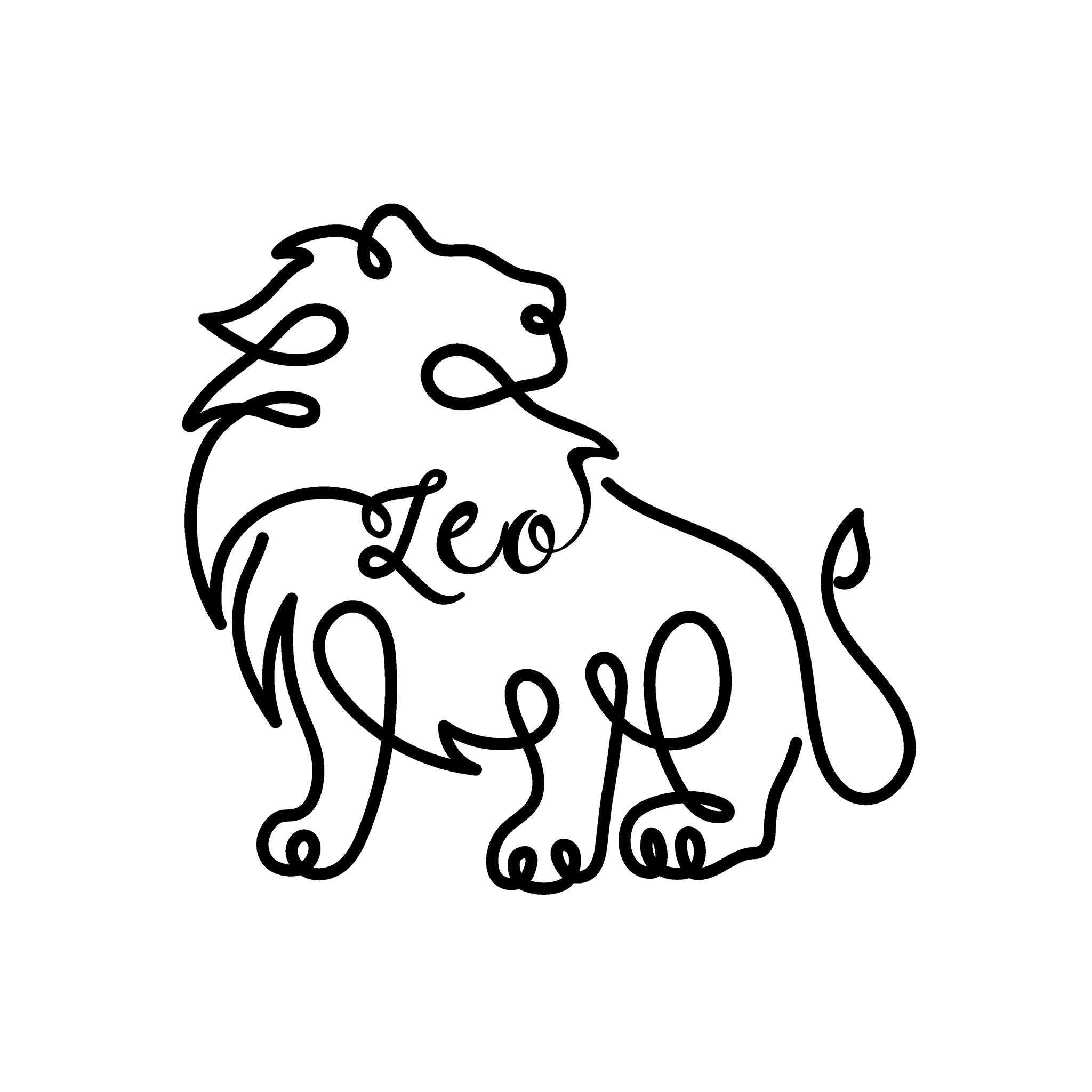 Leo Line Drawing line art illustration, digital download wall art