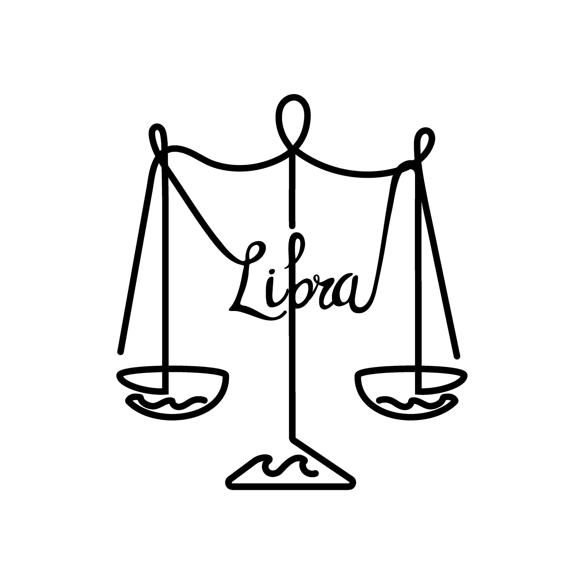 Libra Line Drawing line art illustration, digital download wall art