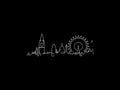London Skyline Night line art illustration, digital download wall art