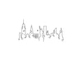 New York Skyline line art illustration, digital download wall art