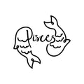 Pisces Line Drawing line art illustration, digital download wall art